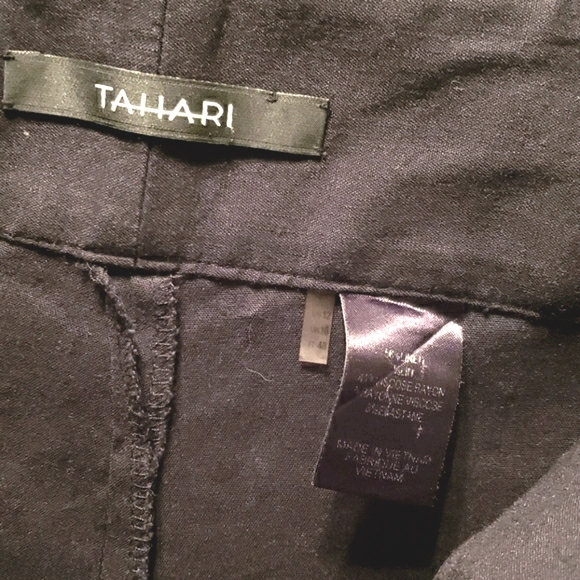 TAHARI WIDE LEG BLK LINEN/RAYON DRESS PANTS SZ 12 - Picture 4 of 8